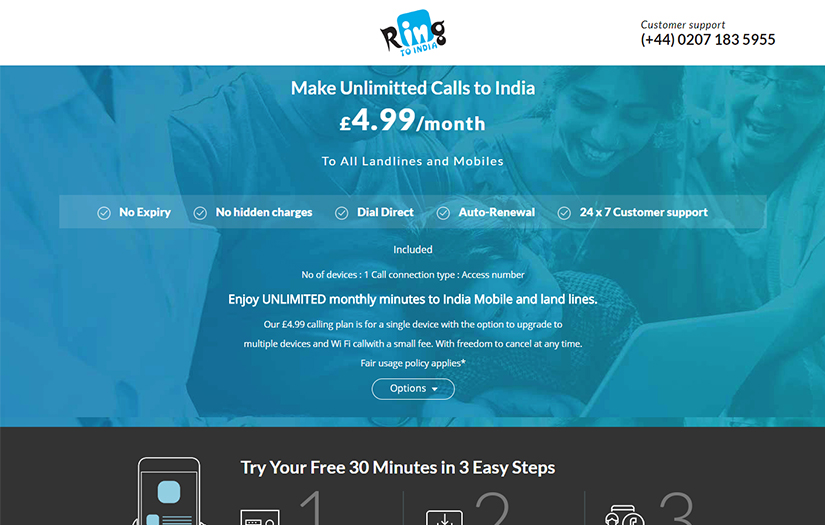 RingToIndia - Website screenshot 1